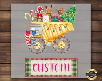 Custom Kids Christmas Truck DTF Transfer for Personalized Name Ready To Press