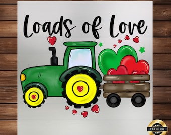 Valentine&#39;s Day Tractor DTF Transfer: Loads Of Love, Kids DIY Craft