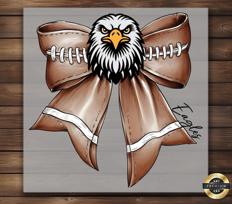 Eagles Football Bow DTF Transfer, School Spirit Iron On Design bild 1
