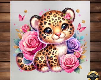 Baby Leopard DTF Transfer, Safari Toddler Outfit, Ready to Press