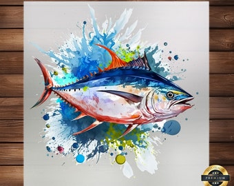 Watercolor Splatter Fish DTF Transfer Bass Fishing Gift Ready to Press