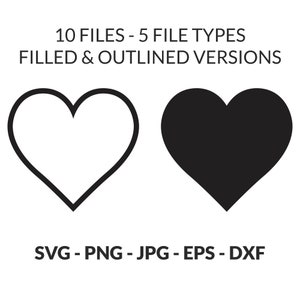 Cuore/svg png jpg eps dxf/Download digitale/Download istantaneo/Cuore vettoriale/Bianco e nero/Contorno del cuore