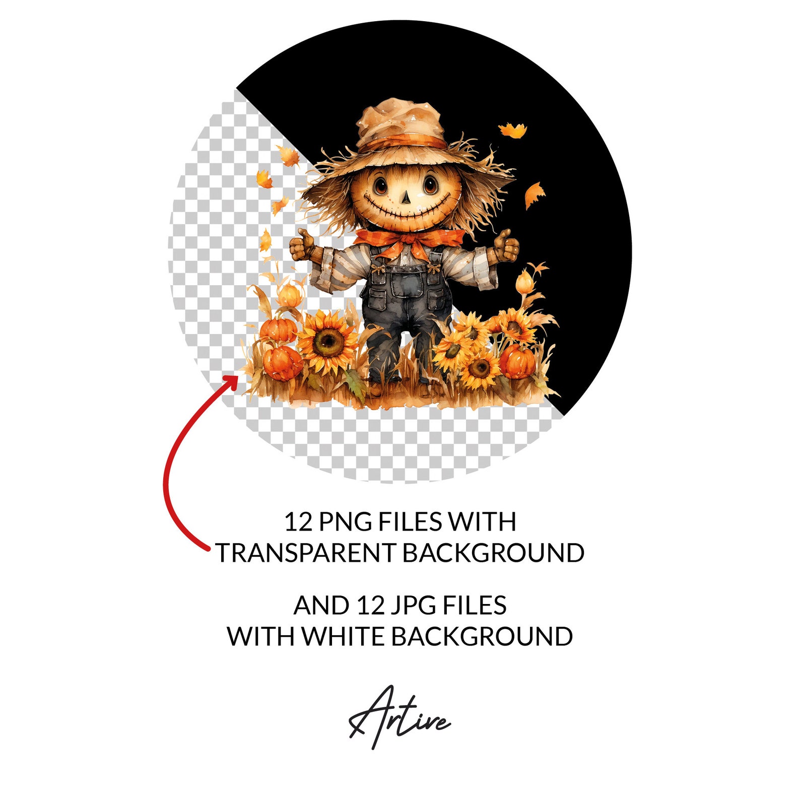 Watercolor Cute Scarecrow Clipart | PNG Clipart | Digital Download ...