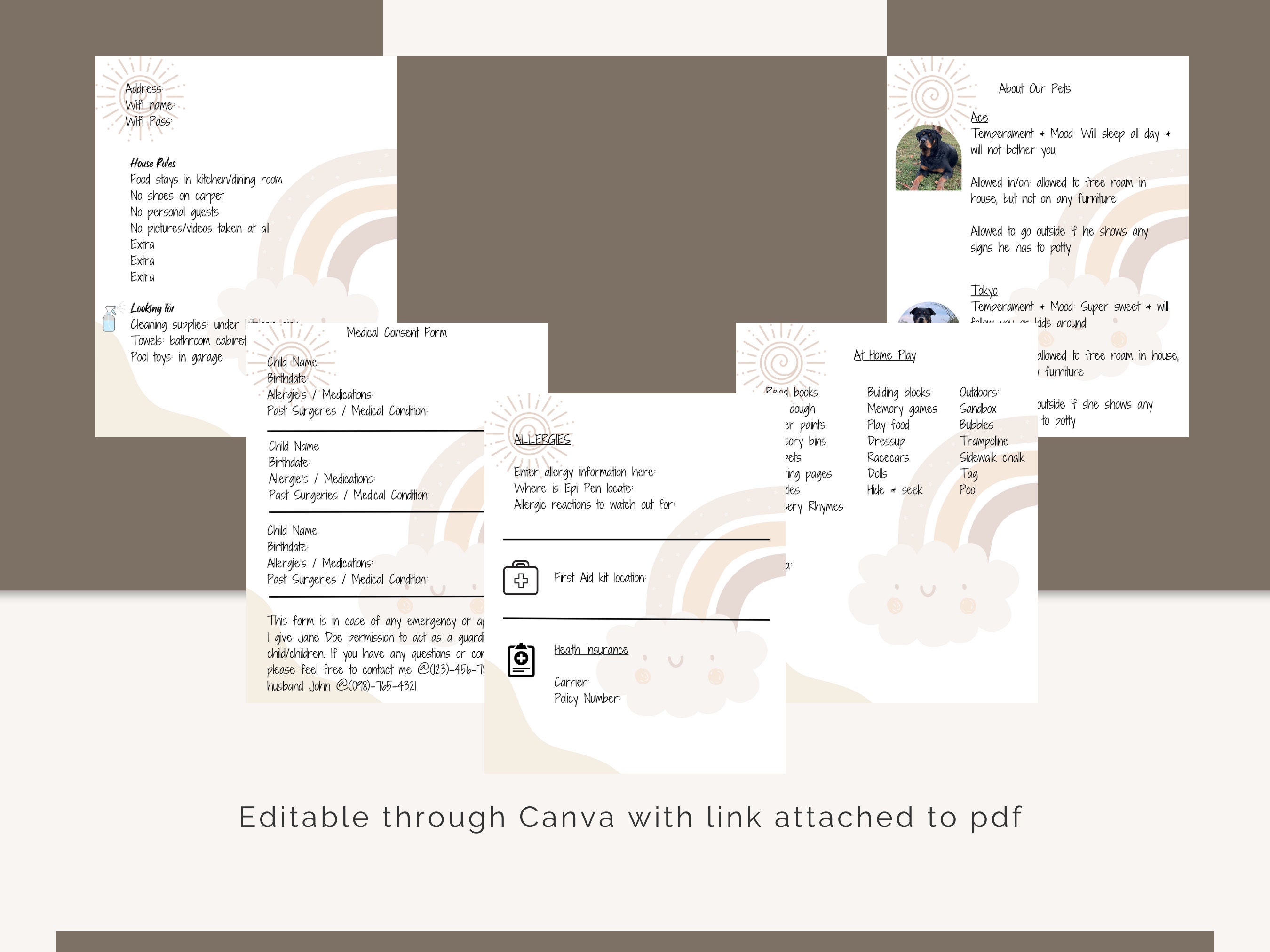 Editable Nanny Binder/ Nanny Notes/ Nanny Agreement/ Nanny Planner ...