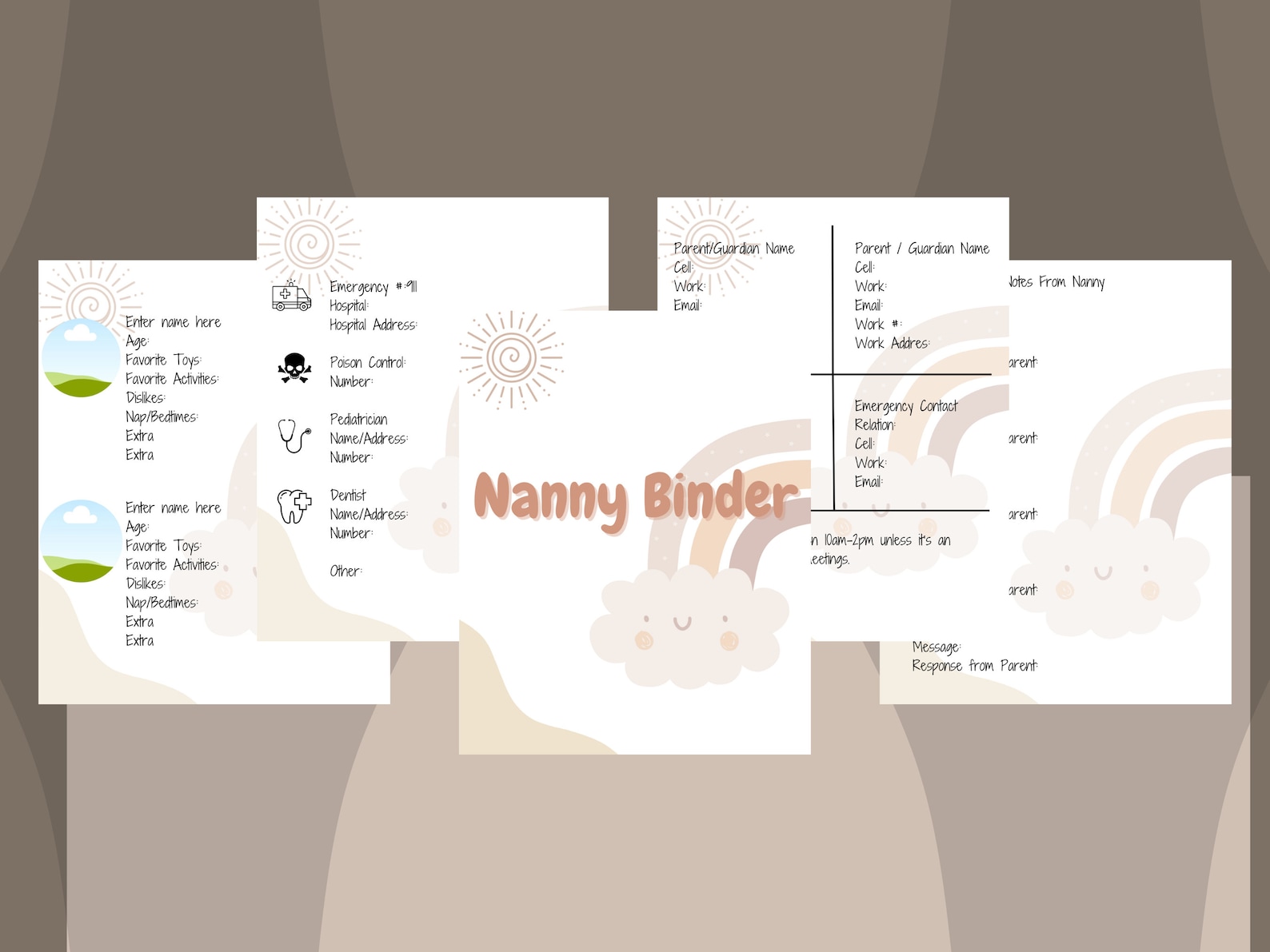 Editable Nanny Binder/ Nanny Notes/ Nanny Agreement/ Nanny Planner ...