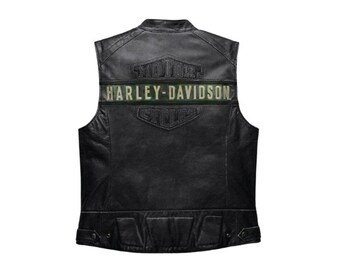 Herren Handgefertigte Schwarze Lederweste - Cafe Racer Biker Style | Harley Davidson inspiriert Weste | Geschenk für Ihn