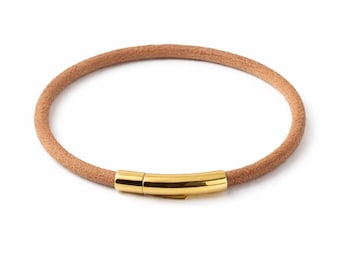 Minimalist Leather Bracelet Men, Handmade Elegant Father’s Day Gift