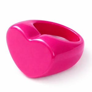 Chunky Heart Resin Ring: Rainbow Candy Acrylic Statement Jewelry, Love Fashion Accessory, Romantic Bold