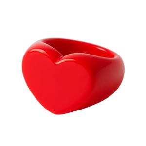 Chunky Heart Resin Ring: Rainbow Candy Acrylic Statement Jewelry, Love Fashion Accessory, Romantic Bold