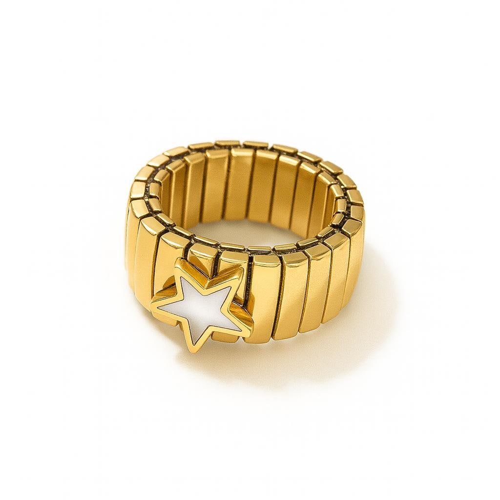 Bague dorée multi-rangs avec strass | Bijoux élégants femme