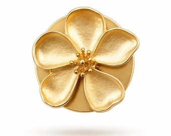 Handmade Gold Plated Flower Ring, Adjustable Statement Ring