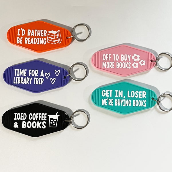 Keychain • Vintage Keychain • Motel Keychain • Personalized Gift • Bookish Gifts • Bookish Merch • Book Keychains • Cute Keychains