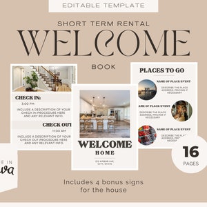 Airbnb welcome book template | Guest book | host manual | Short term rental house guide