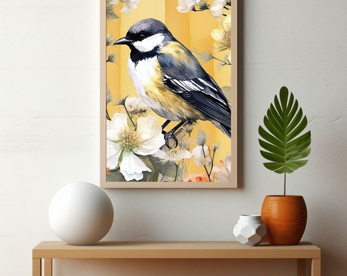 Featured listing image: Serene Avian Elegance Watercolor bird illustration Wall Art DIY Crafts Digital Print Home Decor Scrapbook digital paper Notebook Cover
