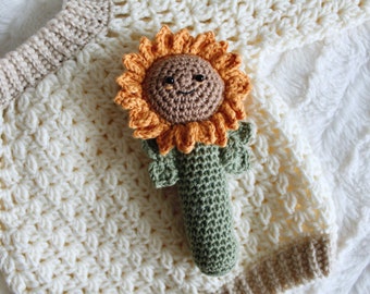 Crochet baby rattle pattern / sunflower rattle