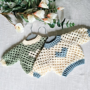 Crochet PATTERN - Mini heart sweater (sizes 0-2, 2-4, 4-6 and 6-9 months) PDF English