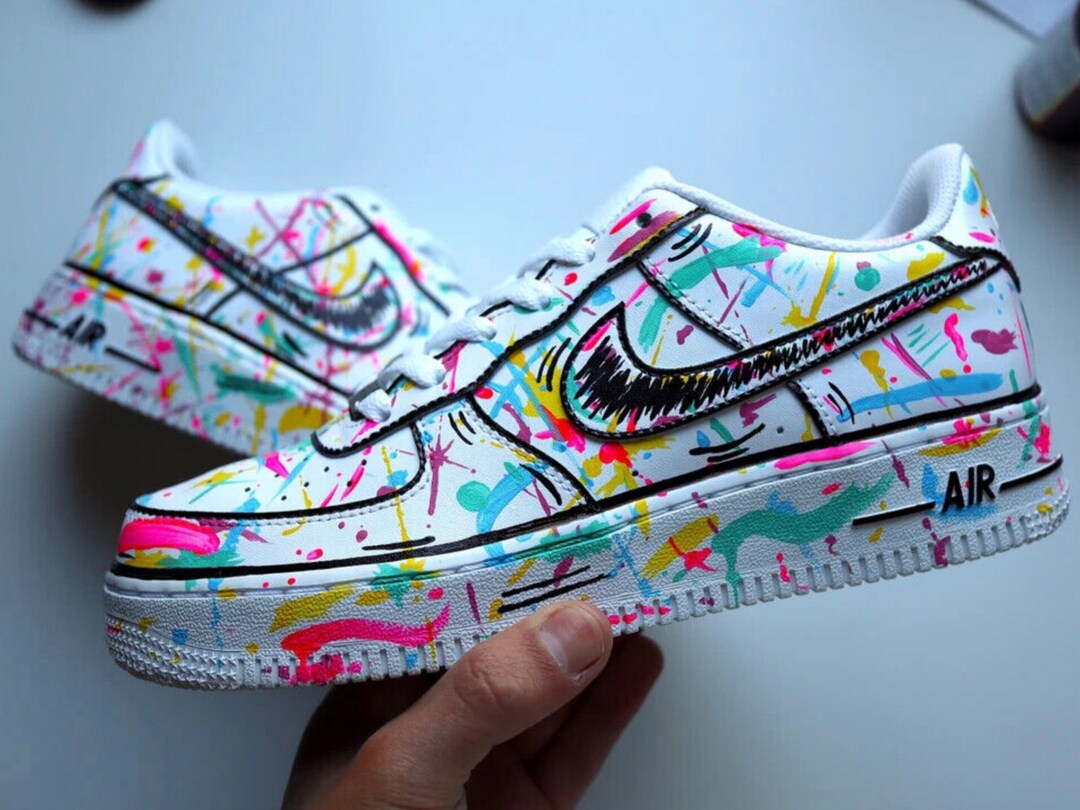 Neon Splatter Custom Air Force 1s Custom Shoes Cartoon - Etsy