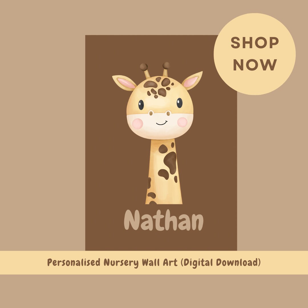 Custom Name Print Nursery Wall Art Giraffe Wall Art Name Etsy