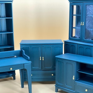 Miniature Dollhouse Office Set 3D STL – 1:12 Scale Desk, Bookcase & Drawer Storage for 3D Printing, Digital File, Commercial License