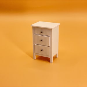 Miniature Bedside Table STL Dollhouse 1:12 Scale Nightstand Three-Drawer Digital Commercial License File