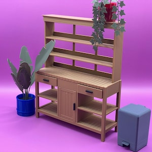 3D STL Dateien für Miniatur Puppenhaus Großen Outdoor Bauernhaus Holz Blumentopf Bank Tisch - Maßstab 1:12 für den 3D-Druck - Kommerzielle Lizenzen