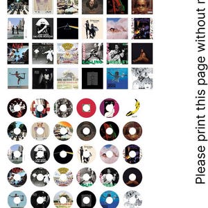 May include: A collection of vinyl record album covers and 45 RPM records. The album covers feature various artists and album art. The 45 RPM records are arranged in a circular pattern. The image includes the text "THE SMITHS" and "LADY GAGA THE FAME MONSTER".