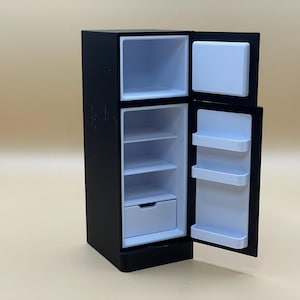 3D-STL-bestanden voor miniatuur poppenhuis koelkast met 2 deuren - keukensysteem - schaal 1:12 voor 3D-printen - commerciële licentie