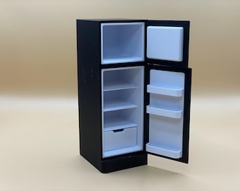 Miniature Dollhouse Two Door Fridge STL Kitchen System 1:12 Scale Digital Commercial License