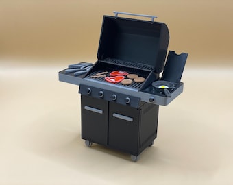 Parrilla de barbacoa en miniatura (archivo 3D STL) - Parrilla de patio para casa de muñecas a escala 1:12