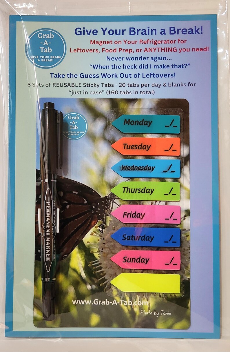 Food Labels Magnet! Grab-a-tab, Butterfly! 160 Tabs-7 Days/wk Reusable ...