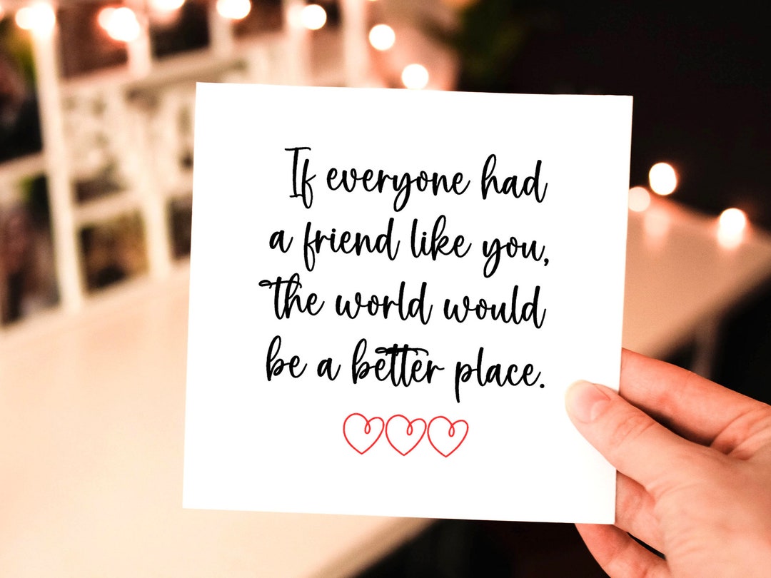 Best Friend World A Better Place Thank You Card, Bestie Card, Gift Bag