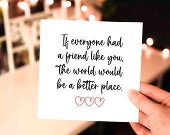 Best Friend World A Better Place Thank You Card, Bestie Card, Gift Bag Tag for Bestie Gift, Bestie Card