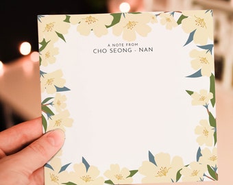 Gepersonaliseerde notitiekaarten in BULK, gepersonaliseerde STATIONAIRE kaarten, abstracte bloemen notitiekaartenset, aangepaste briefpapierkaarten