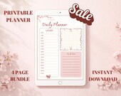 Coquette Aesthetic Daily Planner Printable, Cute Pink Planner Bundle, Weekly Planner, Habit Tracker, Instant Download, Productivity Planner