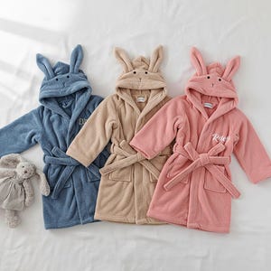 Personalized Kids Bathrobe with Soft Fabric Sash, Custom Name Plush Coral Fleece Robe for Toddlers & Children, Kid's Bath Towel Gift