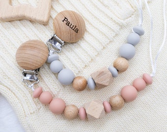 Personalized Pacifier Cilp/Attachment Clip / Beech Wooden Clip / Silicone Clip / Personalised Clip / Keychains