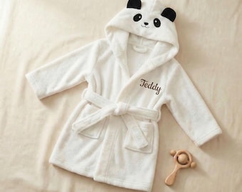 Personalized Kids Bathrobe with Soft Fabric Sash | Custom Name bath towel | Plush Coral Fleece Robe | Toddler & Child Gift