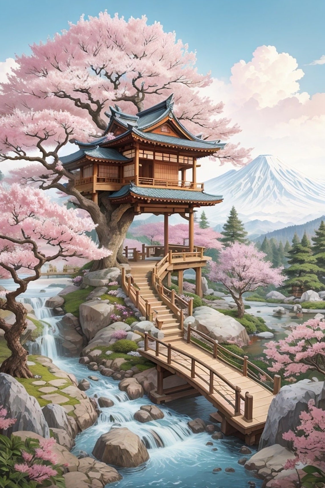 Japanese Treehouse Garden Cherry Blossom - Etsy