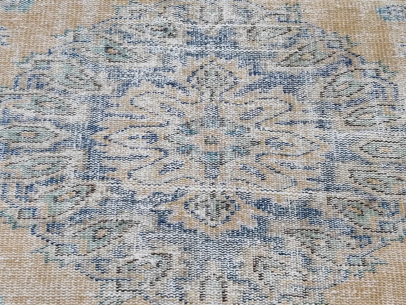 6.0x9.0 Ft,handmade Faded Blue Orange Turkish Rug, 6x9 Orange Blue