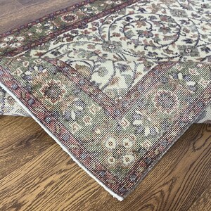 4x7 Purple Red Green Beige Oushak Rug, 4x7 Handmade Vintage Rug, Turkish Kids Bedroom Kitchen Living Room Entry Area Wool Rug, 3.6x6.8 Ft