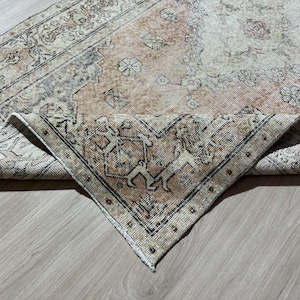 4x8 Orange Blue Green Turkish Rug, 4x8 Handmade Wool Vintage Rug, Oushak Kitchen Kids Entry Living Room Bedroom Rug, Home Decor, 4.3x7.7 Ft