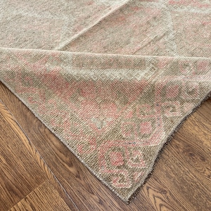 5x11 Pink White Brown Turkish Runner Rug, Hand Knotted 5x11 %100 Wool Vintage Runner, Oushak Living Room Kitchen Entryway Runner,4.8x11.4 Ft