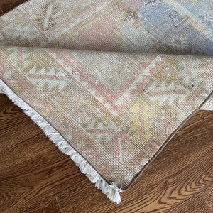 2,9x9,8 piedi, tappeto runner vintage rosso beige blu marrone sbiadito, runner turco 3x10 fatto a mano, Oushak Kids Kitchen Entry Camera da letto soggiorno runner