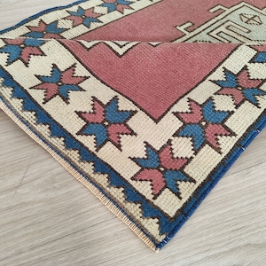 Handmade Wool Runner Rug: 2.7x7.7 Ft Vintage Turkish Entryway Rug