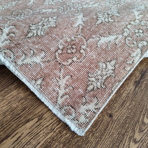 5x8 Faded Red Beige Vintage Rug, 5x8 Neatrul Turkish Rug, Oushak Living Room Bedroom Kitchen Kids Entry Office Antique Wool Rug, 4.6x8.1 Ft