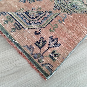 3x9 Red Green Blue Oushak Runner Rug, 3x9 Natural Vintage Runner, Turkish Kids Living Room Bedroom Kitchen Entry Hallway Runner,2.6x9.2 Ft