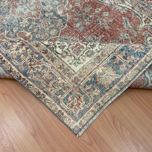 4x6 Red Navy Blue Turkish Area Rug, 4x6 Vintage Handmade Vintage Rug,Oushak Living Room Kitchen Kids Entry Bedroom Area Wool Rug, 3.8x6.2 Ft