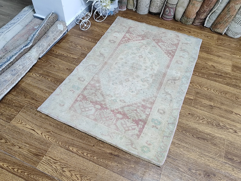 3x4 Faded Red Blue Turkish Rug Handmade 3x4 Reddish Blue Etsy UK