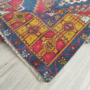 4x8 Red Blue Orange Yellow Vintage Rug, 4x8 Handmade Oushak Rug, Turkish Bedroom Kids Entryway Kitchen Living Room Rug,Home Decor,4.3x7.6 Ft