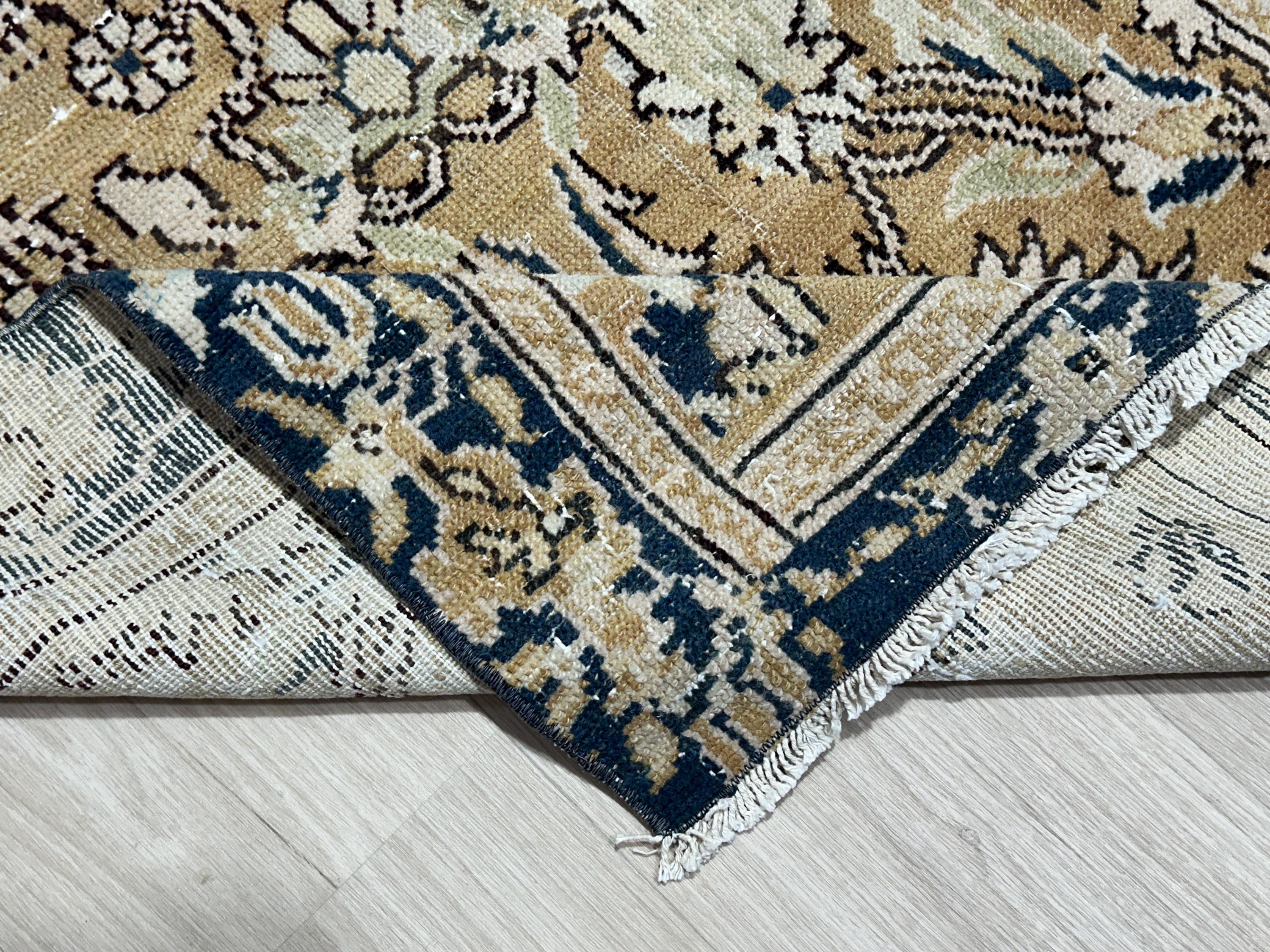 3x5 Faded Brown Green Blue Turkish Vintage Rug , 3x5 Red